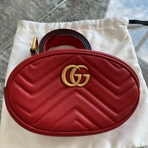 GUCCI Marmont Belt Bag 85 34 Hibiscus Red